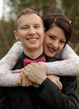 Chloe Dygert with Logan on their wedding day.